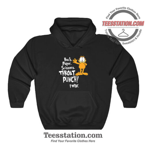 Garfield Rock Paper Throat Punch I Win Funny Hoodie